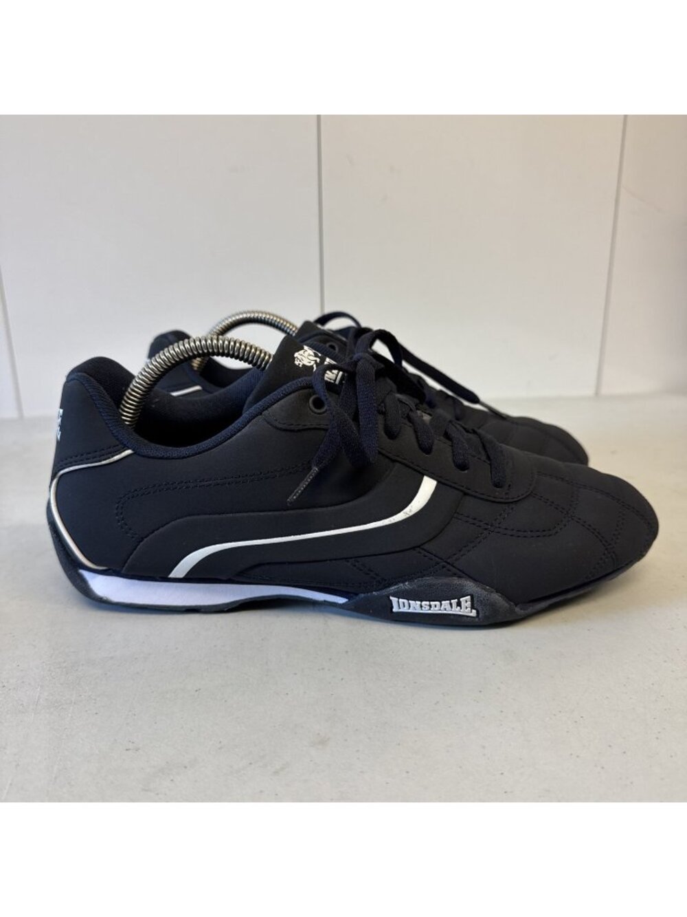 Men s Lonsdale Camden Navy/White Leather Lace Up Trainers Size US 9 EU 43